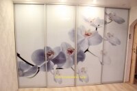 Шкаф-купе на 3- двери , фасад двери фотопечать на стекле.