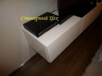 01.05.2015. мебель в спальню - подвесная тумба для телевизора, Шкаф-купе на две двери фасады мдф крашеный, фурнитура шкафа Hettich