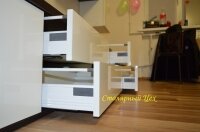 10,12,2014. мебель в гостиную, Горка 2600*400*2200. фасады МДФ крашеный белый глянец, фурнитура Blum Tandembox Plus Tip-on.