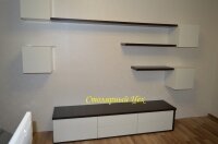 10,12,2014. мебель в гостиную, Горка 2600*400*2200. фасады МДФ крашеный белый глянец, фурнитура Blum Tandembox Plus Tip-on.