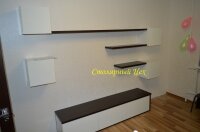 10,12,2014. мебель в гостиную, Горка 2600*400*2200. фасады МДФ крашеный белый глянец, фурнитура Blum Tandembox Plus Tip-on.