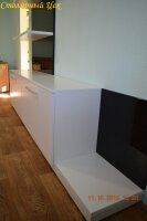 11,10,2014. Горка 2500*1900*400. корпус МДФ крашеный белый матовый, фасады МДФ крашеный белый матовый и черный глянец. фурнитура BLUM AVENTOS HK Tip-on.