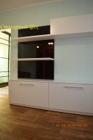 Горка 2500*1900*400. корпус МДФ крашеный белый матовый, фасады МДФ крашеный белый матовый и черный глянец. фурнитура BLUM AVENTOS HK Tip-on.