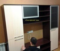 24.01.2014. Горка 2200х2000х500. корпус ЛДСП 16мм. Krono цвет Венге и Дуб молочный. фурнитура Linken. ручки ODZK.