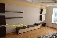 Гостиная мебель размеры 6000/2300 мм., корпус ЛДСП Egger, фасады МДФ крашеный ящики открываются от нажатия на фасад.