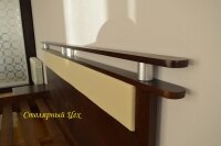 Кровать из натурального дерева сосна. размеры 2100*1660. покраска Орех темный, изголовье из дерева и вставка кож. зам.