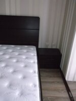 кровать из натурального дерева сосна. размеры 2300*1700*320. покраска нитробейц цвет орех-темный. и лак матовый