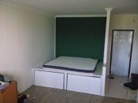 Кровать- подиум из натурального дерева сосна, покраска нитробейц+ матовый лак