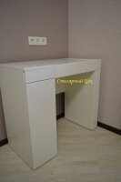 Дамский Туалетный столик, 800*450*750. корпус белое ЛДСП. фасады МДФ крашенный + металлик белый глянец..