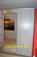 Шкаф-купе отдельностоящий. 2300*1750*600. корпус ЛДСП KRONO 16мм. цвет Венге Аруша светло-серый. кромка ПВХ красная.