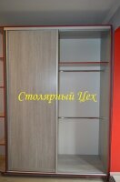 Шкаф-купе отдельностоящий. 2300*1750*600. корпус ЛДСП KRONO 16мм. цвет Венге Аруша светло-серый. кромка ПВХ красная.