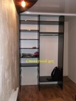 шкаф-купе встроенный 2650*2100*550. ЛДСП 16мм. Венге магия, фасады 3шт. наполнение ЛДСП черное и крашеное стекло LACOBEL.