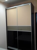 Шкаф-купе 2400х1500х600 раздвижная система Raumplus S150 фасады стекло Lacobel