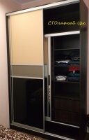 Шкаф-купе 2400х1500х600 раздвижная система Raumplus S150 фасады стекло Lacobel