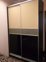 Шкаф-купе 2400х1500х600 раздвижная система Raumplus S150 фасады стекло Lacobel