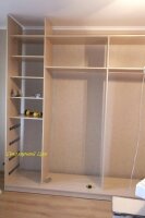 шкаф-купе 2600*2500*600. ЛДСП KRONO клен ванкувер. профиль расдвижная система Indeco. наполнение дверей зеркало бронза + рисунок.