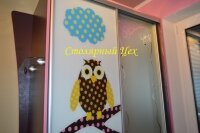 Шкаф-купе 2340*1400*600. ЛДСП ЭГГЕР цвет Баклажан и Дуб кремона. фасады фотопечать на стекле и рисунок на зеркале.