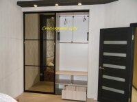 Шкаф-купе встроенный. 2600х2080х650. пантографы STARAX. фасады зеркало бронза и профиль Indeco крашенный в черный глянец.