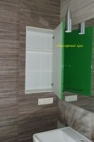 12,04,2014 мебель для ванной комнаты, пенал, тумба, шкафчик в нише.фасады МДФ крашенный. фурнитура BLUM.