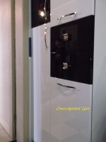 28.04.2014 Пенал в ванную комнату 2100*760*450, фасады МДФ крашеный глянец корзина для белья Starax