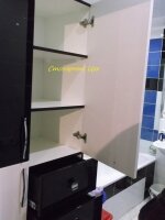 28.04.2014 Пенал в ванную комнату 2100*760*450, фасады МДФ крашеный глянец корзина для белья Starax