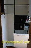 28.04.2014 Пенал в ванную комнату 2100*760*450, фасады МДФ крашеный глянец корзина для белья Starax